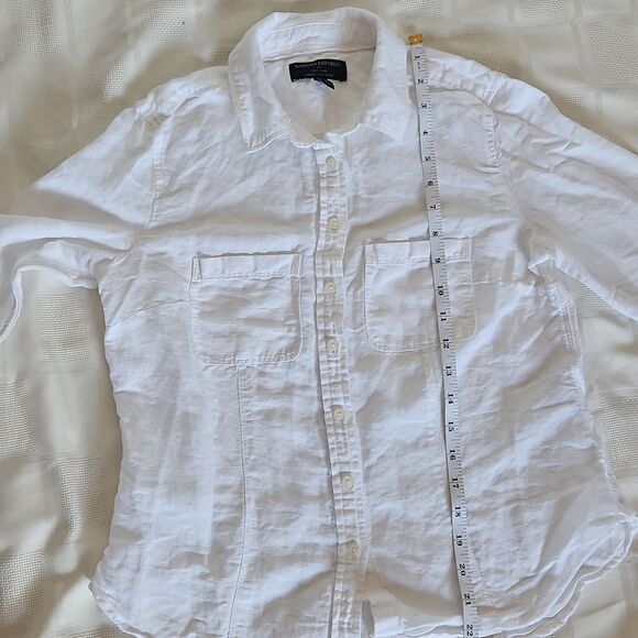 Banana Republic Women's Button-Down Long Sleeves Shirt White Small Petite - Picture 9 of 16